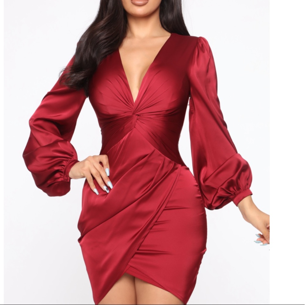 Fashion nova Great Escape Mini Dress - Burgundy - Size Medium